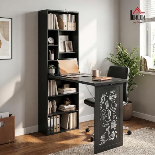 HOMCOM Foldable Convertible Writing Table Computer Desk, Black - Image 2