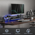 Fenge Dual Monitor Stand Riser, Wooden Desk Shelf with 2-Tier Storage - Image 5