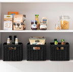 joybest Black Wicker Baskets for Shelves, Hand-woven Storage Baskets - Image 3