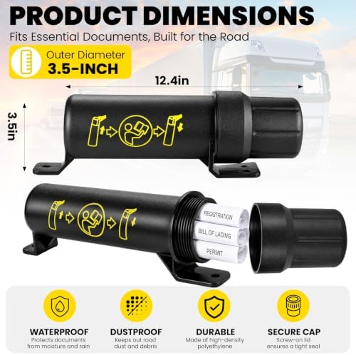 4 Pcs Truck Registration Document Holder Tube 3.5 Inch Diameter Waterproof Registration Holder for Semi Truck Trailer Fleet Vehicles Heavy Duty Storage Tube for Permits Insurance Papers - Image 2