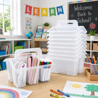gisgfim 8 Pack Classroom Caddy Storage Basket with Handle 4 Compartment Storage Caddy Plastic Arts Crafts Caddies Protable Classroom Craft Caddies for Students Schools Art Craft Supplies(Clear) - Image 4