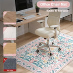 Anidaroel 48"x60" Office Chair Mat for Hardwood Floor/Tile Floor, Anti-Slip Floral Desk Mat for Chair,Boho Desk Rug for Office, Low Pile Office Rugs for Rolling Chairs, Blush Pink Floor Protector Rug - Image 6