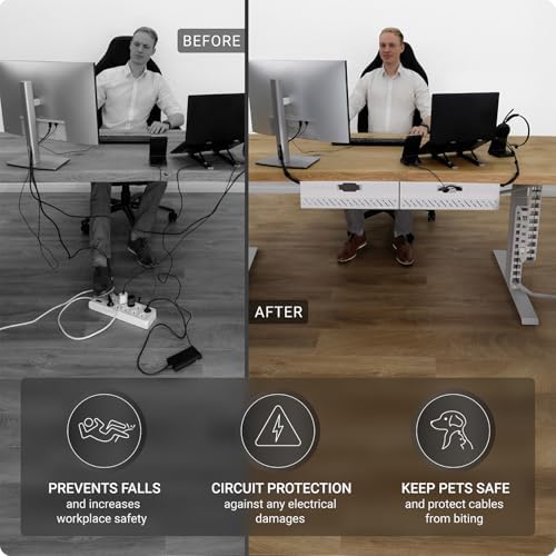 Ultimate Setup Under Desk Cable Management Vertebrae - Perfect for Sit Stand Desk - White, 133 cm - Image 6
