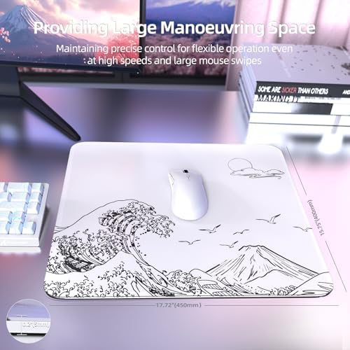 ATTACK SHARK CM05 Glass Gaming Mouse Pad,17.7x15.7 in Large Mouse Mat，Non Slip 9H Hard Mousepads,Nano-Textured Glass Surface with Improved Precision and Speed for FPS Players-Wave White - Image 7