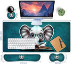 4-Piece Extended Large Mouse Pad Set for Women Men with Elephant Design Includes 35.4 x 15.7 XXL Large Mouse Pad Keyboard Wrist Rest Mouse Wrist Support and Coaster for Office Home - Image 5