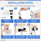 Desk Side Storage Organizer Set Fits Edge 0.2-2.2",Double,White - Image 3