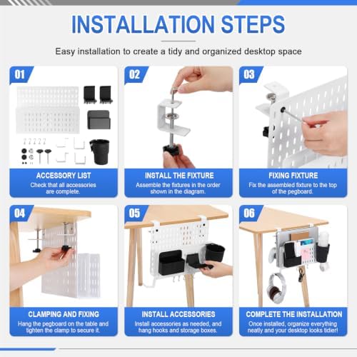 Desk Side Storage Organizer Set Fits Edge 0.2-2.2",Double,White - Image 3