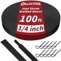 Oleitodh 100 ft 1/4 in 2:1 Heat Shrink Braided Sleeving, Black by Oleitodh