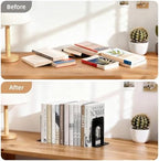 Happyhapi 14 Pair Book Ends for Shelves, 28 Pcs Metal Bookends Book Holder for Shelf, Heavy Book Stopper for Desk, Simple Library Office Home Bookend, 4.9 x 5.7 x 6.5 in, Black (Pack of 2) - Image 5