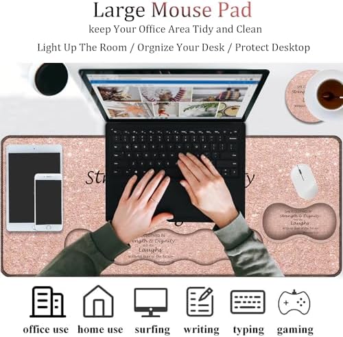 4 in 1 Mouse Pad Combo, Large Gaming Mouse Pad + Keyboard Support + Mouse Rest + Coaster, Table Pad with Stitched Edge Memory Foam Ergonomic Wrist Pad Set, Proverbs 31:25 Leopard Star - Image 4