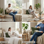 Pat. Pend. Corduroy Ergonomic Lumbar Support Pillow for Sitting Support, Triangle Back Cushion for Sofa, Armchair & Bed, Washable Cover, Avocado Green - Image 6
