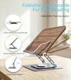 Aoviho Book Stand for Reading, 360° Rotating Book Holder with Page Clip - Image 5