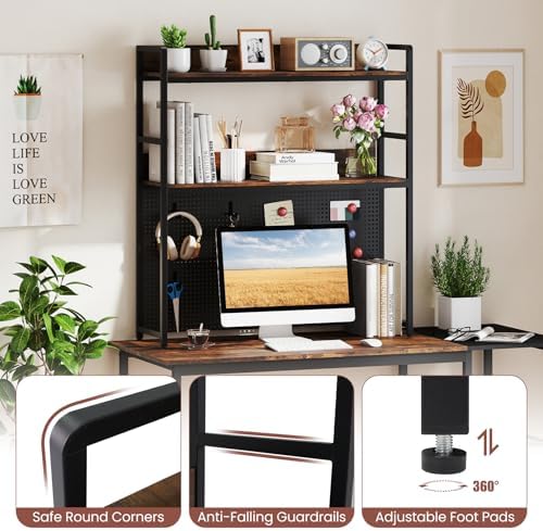 LDAILE 2-Tier Desk Hutch with Pegboard Desktop Organizer - Image 6