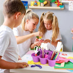 6 Pack Classroom Caddy Organizer with Handle, Plastic Art Caddy, Drink Cup Caddies Holder, 6 Compartments for Desk, Table, Office, Crafts, Crayon, Marker, Pencil, School Supplies (12 x 9 x 3.5 Inch) - Image 6