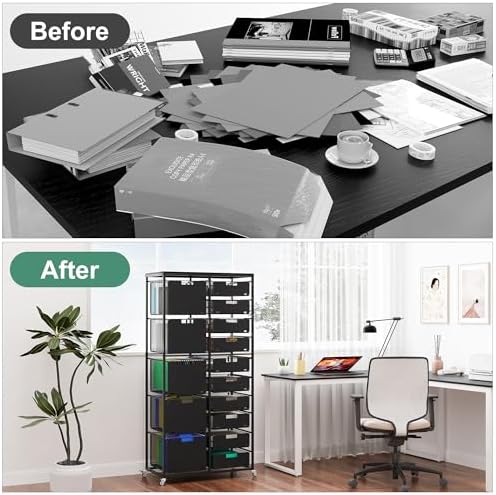 EasyPAG Rolling Storage Cart With 15 Drawers, Metal Craft Organizers with Wood Tabletop for Home, Letter/Legal Size Rolling File Cart for Office, Classroo and Dorm, Black - Image 6