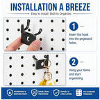 Tandefio 100 Pcs Pegboard Hooks, Picture Hangers for 1/8 & 1/4 in, Black - Image 4