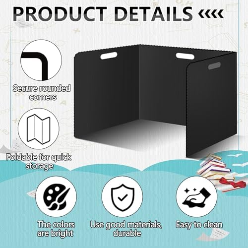 24 Pcs Desk Dividers for Students 14 × 17.5 × 14 Inch Plastic Durable and Waterproof Privacy Folders Shields Test Dividers with Classroom Privacy Boards for School Study Teacher Supplies (Black) - Image 2