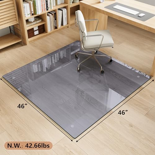 46" x 46" Gray Tempered Glass Chair Mat for Carpet & Hard Floors - Image 4