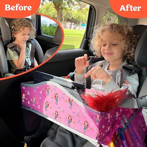 PILLANI Kids Travel Tray for Car - Toddler Car Activities, Car Seat Tray with Activity Sheets & Pens, Road Trip Essentials for Car & Airplane, Travel Lap Desk Accessories - Road Trip Activities Toys - Image 3