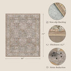 JTJ 5x6 Office Rug for Rolling Chairs, Vintage Botanical Chair Mat - Image 2