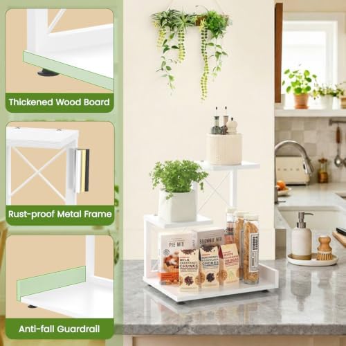 LASZOLA Plant Stand Indoor Tabletop Shelf Small for Desk, Wooden White - Image 6
