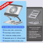 360° Rotating Adjustable Laptop Stand with Cooling Fan, Foldable Dual-Bar Support Height Tilt Angle Cooling Laptop Stand for Desk Pad Laptop Riser Heat Dissipation Stand Fit 10-17.3" Device - Image 5