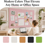 48" x 36" Large Felt Bulletin Board, Bold-Stripe 12-Pack Cork Boards | Fabric Bulletin Board with 60 Adhesive Tabs, 50 Pushpins, Felt Wall Tiles for Office Push Pin Board Felt Board, Coral Pink - Image 4
