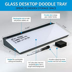 Glassboard Studio Glass Dry Erase Doodle Tray for Desktop Office Supply Storage - Marker and Eraser Included (8 Markers, Gray) - Image 2