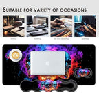Large Keyboard Mouse Pad Set, Extended Mouse Pad+Keyboard Wrist Rest Support, Memory Foam Ergonomic Easy Typing, 4Pcs (31.5×11.8 in) Desk Pad Set for Office Home,Smoke Skulls - Image 7