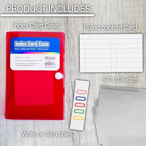 BAZIC PRODUCTS 3 x 5 in Index Card Case, 5-Tab Dividers, Holds 100, 36-Case - Image 3