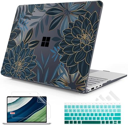 Mektron Case for 13.8" Microsoft Surface Laptop 8/7 (2026/2024) Surface Laptop 13.8 Inch Cover Fits Model 2036, Keyboard Cover +Screen Protector +Dust Plugs, Dahlia Flower C035 by Mektron