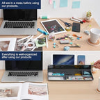 TSJ OFFICE Desktop Whiteboard Dry-Erase-Board - Computer Keyboard Stand White Board Surface Pad with Drawer, Desk Organizers with Accessories for Office, Home, School Supplies - Black＆Grey - Image 3