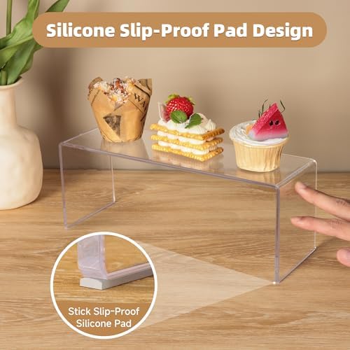 Aminigram 12 Pack Shelf Risers, Clear Display Stands 12.4L x 4W x 4.6H in - Image 5
