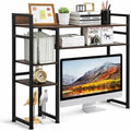 Desk Shelf Storage, 38 Inch, 4-Tier Wood Bookshelf Organizer, Computer Desk Hutch – Dark Brown, Desktop Bookshelf Organizer Shelf for Desk for Dorm Workspace and Home Office Use by ThriveHive
