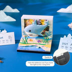 3D Calendar 2027, Desk Time Piece Calendar 2027,Tear-Away 3D Paper Art Notepad w LED Lights,Creative 3D Memo Artsy Pad Calendars, DIY Paper Carving Gift (Ocean Shark) - Image 3