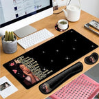 Large Gaming Mouse Pad+ Keyboard Wrist Rest Set, Ergonomics Memory Foam Mouse Mat Wrist Rest Support, Waterproof Extended Mousepad 31.5x11.8in, African American Women Black Girl Desk Pad - Image 7