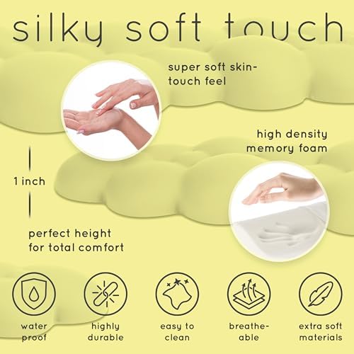 Cloud Keyboard Wrist Rest – Create-ables Qloud Cloud Wrist Rest for Computer Keyboard and Mouse, Ergonomic Memory Foam Wrist Pad with Non-Slip Base, Includes Cloud Mouse Pad – Yellow - Image 6