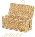 Cable Management Box, Cord Organizer with Lid & Cable Ties - Natural, M by BROWNLILY