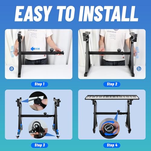 Keyboard Stand Piano w/ Wheels Duty Piano Stand Z Style Adjustable - Image 7