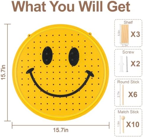 Smile Neon Pegboard Wall Organizer, 15.7 Inches - Image 3