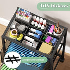 Rolling File Cart with 2 Drawers, Under Desk Storage Cabinet with DIY Divider, Letter/Legal Mobile Filling Cabinet on Wheels, Hanging File Folders Organizer, Metal Utility Cart for Home Office, Black - Image 4