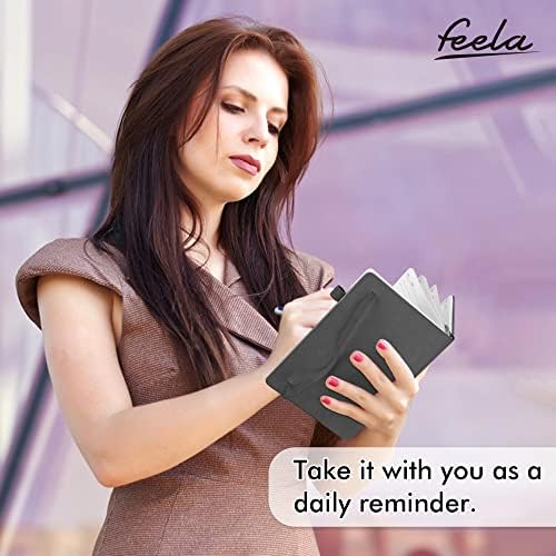 feela 5 Pack Journal Notebook Bulk for School, Hardcover Business Notebooks Classic Ruled Lined Journals with Pen Holder for Work Note Taking, with 5 Black Pens, 120 GSM, 5.1”x8.3”, A5, Gray - Image 6