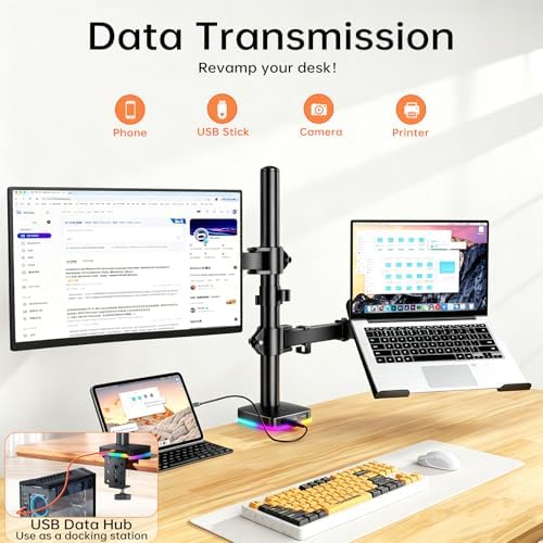 Afaloona RGB Monitor & Laptop Stand with USB Hub, Charging & Data Transfer - Image 2