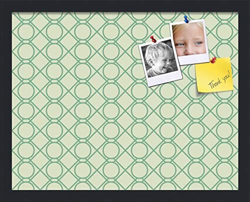 PinPix 19x15 inch Cork Bulletin Board. This Decorative Framed Pin Board Comes with Diamond Pattern in Green Design and Satin Black. Ideal for Home, Office Decor or School (PinPix-586) by PinPixBulletinBoards
