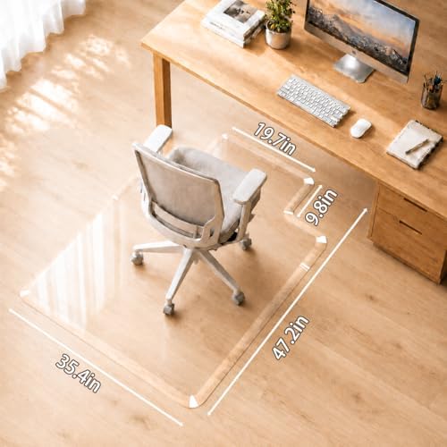 MESAILUP Beveled Edge Office Chair Mat with Lip for Carpet or Hardwood Floor, Crystal Clear 36" x 48" for a Smooth Glide and Easy Roll On/Off, Hard Heavy Duty and Non-Slip Desk Chair Mat - Image 2