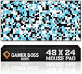 Gamer Boss - Gaming Mouse Pad - 48 x 24 Inches - 4mm Thick with Stitched Edges, Non-Slip Rubber Base, Premium Cloth Mousepad, Desk Mat for Laptop, Keyboard, Computer & PC (Mega, Squares) by GamerBoss