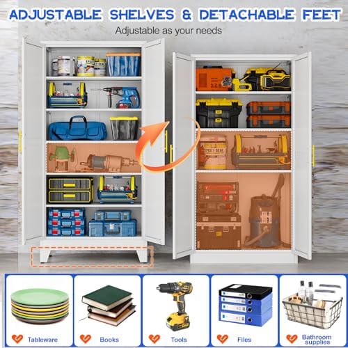 GAIOUS 75.2" Tall Metal Storage Cabinet with 2 Doors & 5 Adjustable Shelves - Image 5