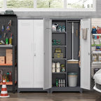 72.8" H Metal Garage Storage Cabinets with Doors and Shelves, Broom Closet Storage Cabinet, Tool Cabinets with Hanging Rod, Cleaning Storage Cabinets for Garage, Office, Laundry Room - Image 6