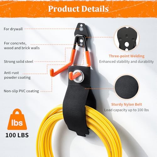 Housolution Steel Garage Hooks - 30Pack Anti-Slip Coating, Orange - Image 4