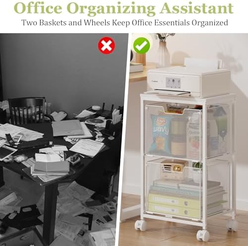 Rolling File Cart with 2 Storage Drawers,Under Desk Storage Cart - Image 7